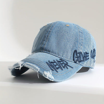 Never Give Up distressed cap