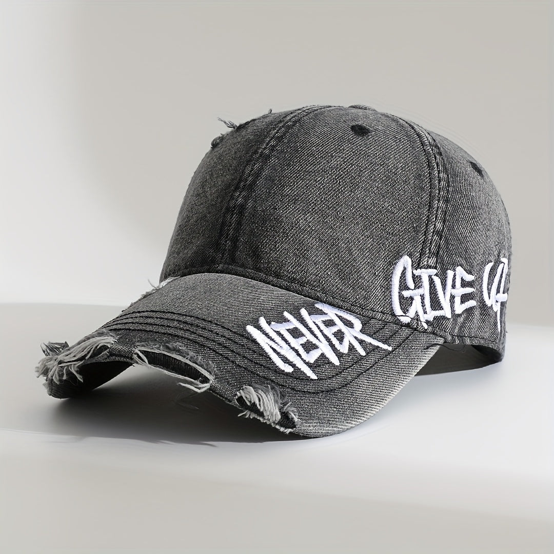 Never Give Up distressed cap