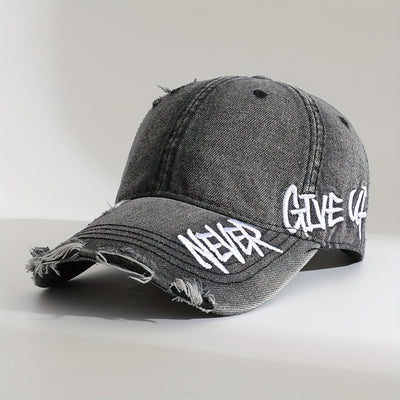 Never Give Up distressed cap